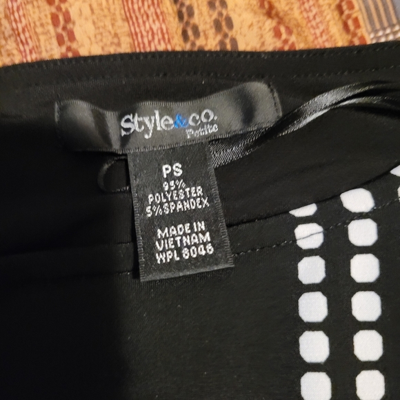 Style&co. Petite Black White Checker Blouse Slik Top Women's Size PS Small - Picture 4 of 4